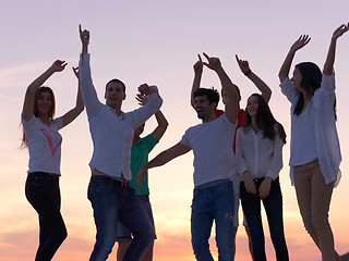 Image showing party people  on sunset