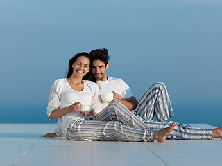 Image showing happy young romantic couple have fun arelax  relax at home