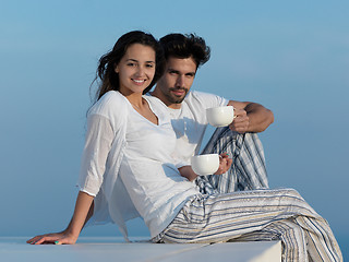 Image showing happy young romantic couple have fun arelax  relax at home