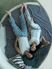 Image showing couple relax and have fun in bed