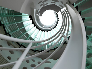 Image showing modern glass spiral staircase