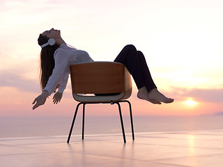 Image showing young woman enjoy sunset