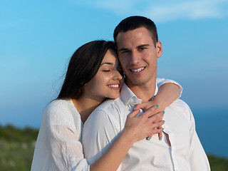 Image showing happy young romantic couple have fun arelax  relax at home