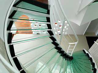 Image showing modern glass spiral staircase