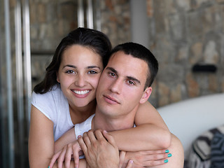 Image showing couple relax and have fun in bed