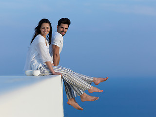 Image showing happy young romantic couple have fun arelax  relax at home