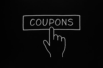 Image showing Hand Clicking Coupons Button