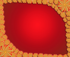 Image showing frame from flowers on red sparkling background