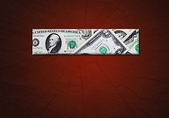 Image showing strip from dollars on the dark crimson background