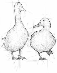 Image showing Sketch Illustration of Mallards