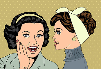 Image showing pop art retro women in comics style that gossip