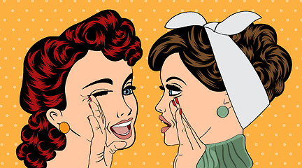 Image showing pop art retro women in comics style that gossip