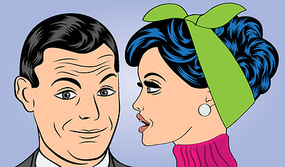 Image showing pop art cute retro couple in comics style