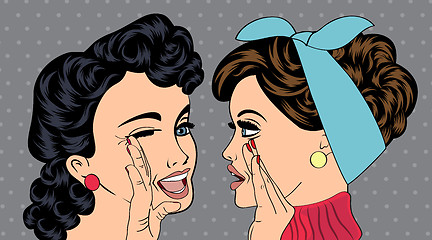 Image showing pop art retro women in comics style that gossip