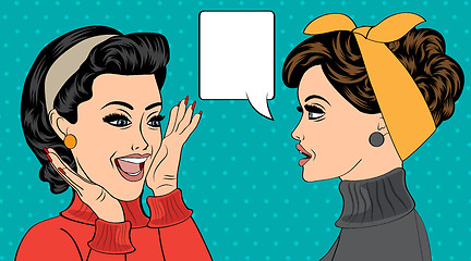 Image showing pop art retro women in comics style that gossip