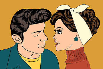 Image showing pop art cute retro couple in comics style