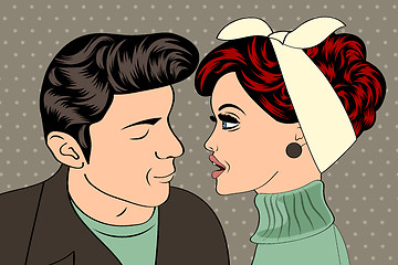 Image showing pop art cute retro couple in comics style
