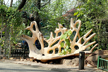 Image showing Beautiful wooden bench