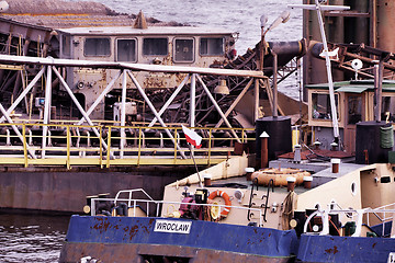 Image showing Ships moored at a shipyard