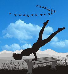 Image showing Gymnastics Women in nature