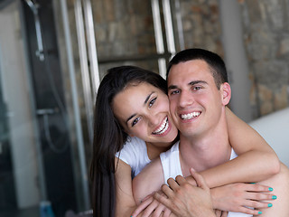 Image showing couple relax and have fun in bed