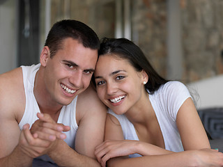 Image showing couple relax and have fun in bed