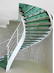 Image showing modern glass spiral staircase