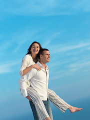 Image showing happy young romantic couple have fun arelax  relax at home