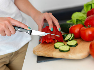 Image showing Young Woman Cooking in the kitchen