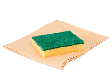 Image showing Scouring sponge with cloth