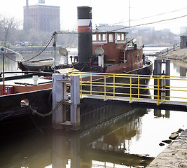 Image showing Ships moored at a shipyard