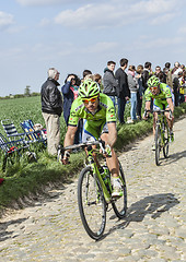 Image showing Two Cyclists- Paris Roubaix 2014