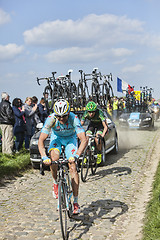 Image showing Two Cyclists on Paris Roubaix 2014