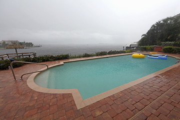 Image showing Swimming Pool whilst Raining