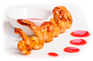 Image showing Grilled or roasted shrimps 