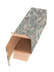 Image showing Camouflaged cardboard box on a white background