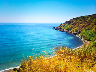 Image showing Spanish landscape with blue sea and rocky coast