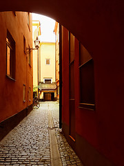 Image showing Building with an arch in the old center of Stockholm