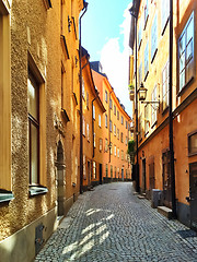 Image showing Sunny street in the old center of Stockholm