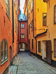 Image showing Narrow street in the old center of Stockholm