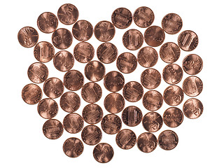 Image showing Dollar coins 1 cent wheat penny cent