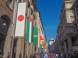 Image showing Expo Milano 2015 flags