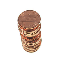 Image showing Dollar coins 1 cent wheat penny cent isolated