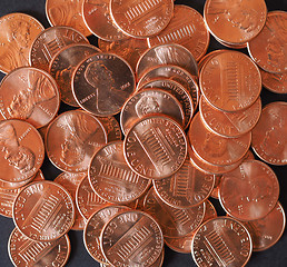 Image showing Dollar coins 1 cent wheat penny cent