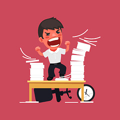 Image showing Hysterical Angry Manager Working at the Office