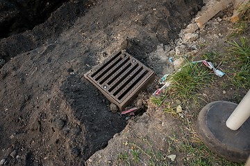 Image showing Sewer on the road