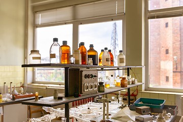 Image showing Laboratory with a lot of bottles