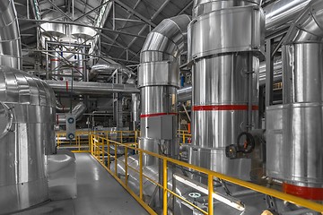 Image showing Industrial pipes in a thermal power plant