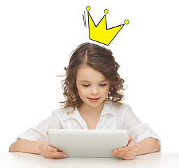 Image showing little girl with tablet pc