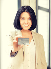 Image showing happy woman with credit card